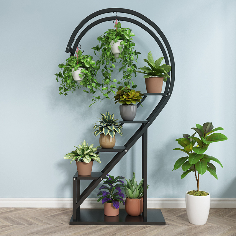 厂家批发新款花架铁艺多层带轮挂式心形花架客厅阳台室内绿萝吊兰