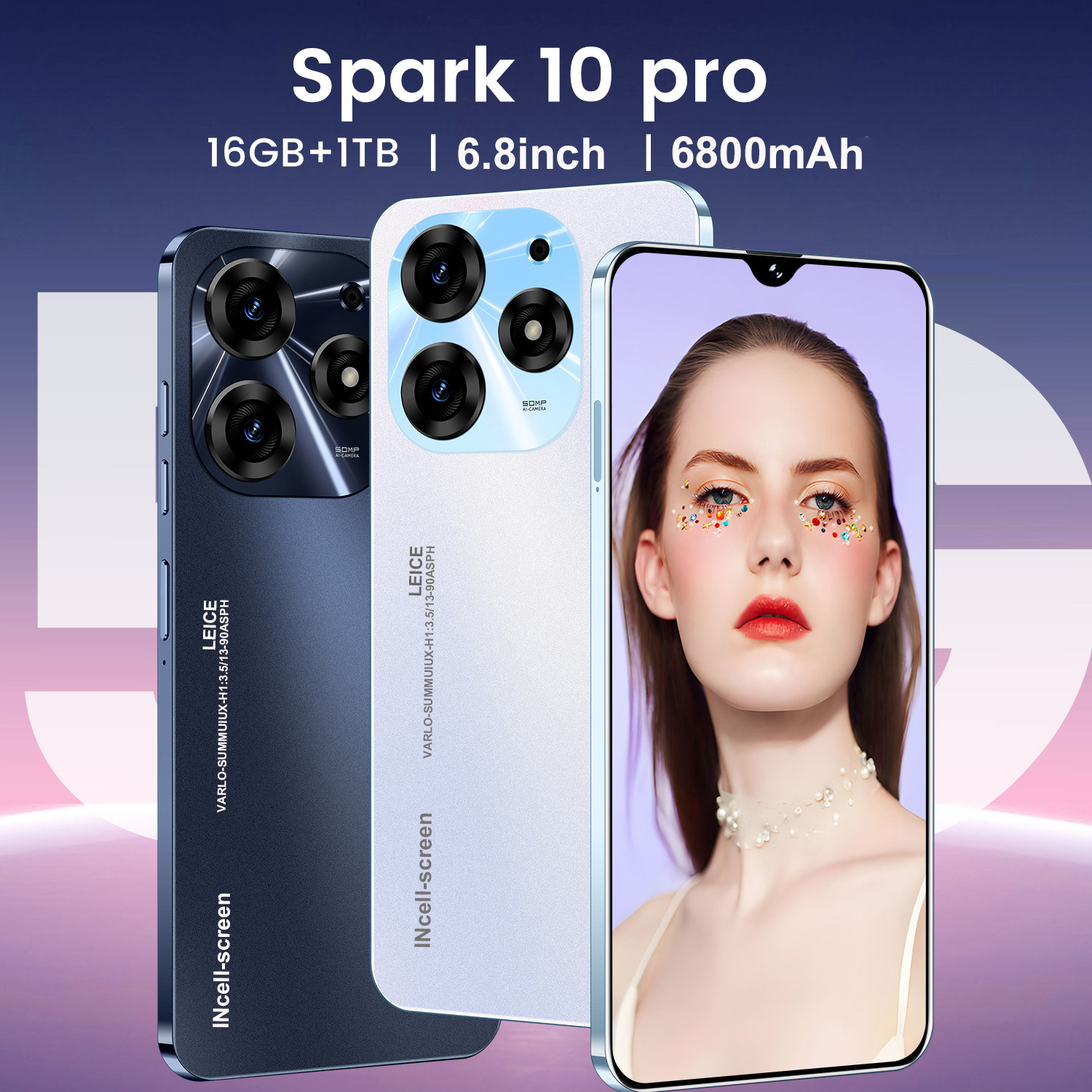 跨境智能手机 Spark 10 Pro 6.8寸大屏 500万像素1+16 安卓8.1