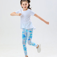 夏薄女孩儿童瑜伽服套装小轻风凉感透气运动速干T恤健身户外跑步