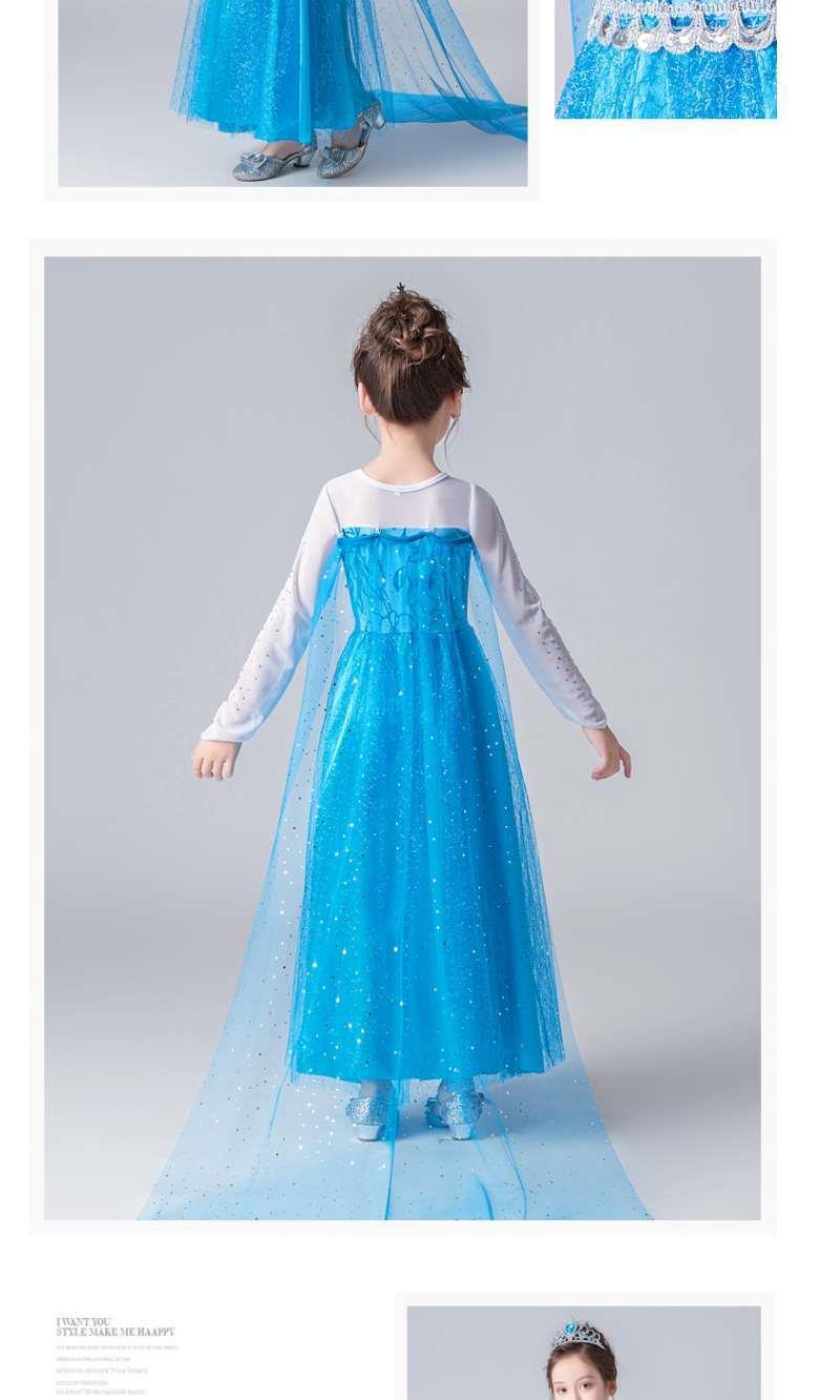 冰雪奇缘公主裙艾莎elsa女王披风长袖连衣裙艾莎节日演出服礼服裙