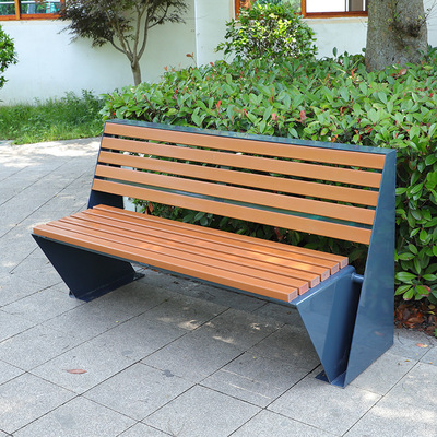 公园椅户外长椅子不锈钢板菠萝格条椅防腐塑木铁艺靠背广场长座凳