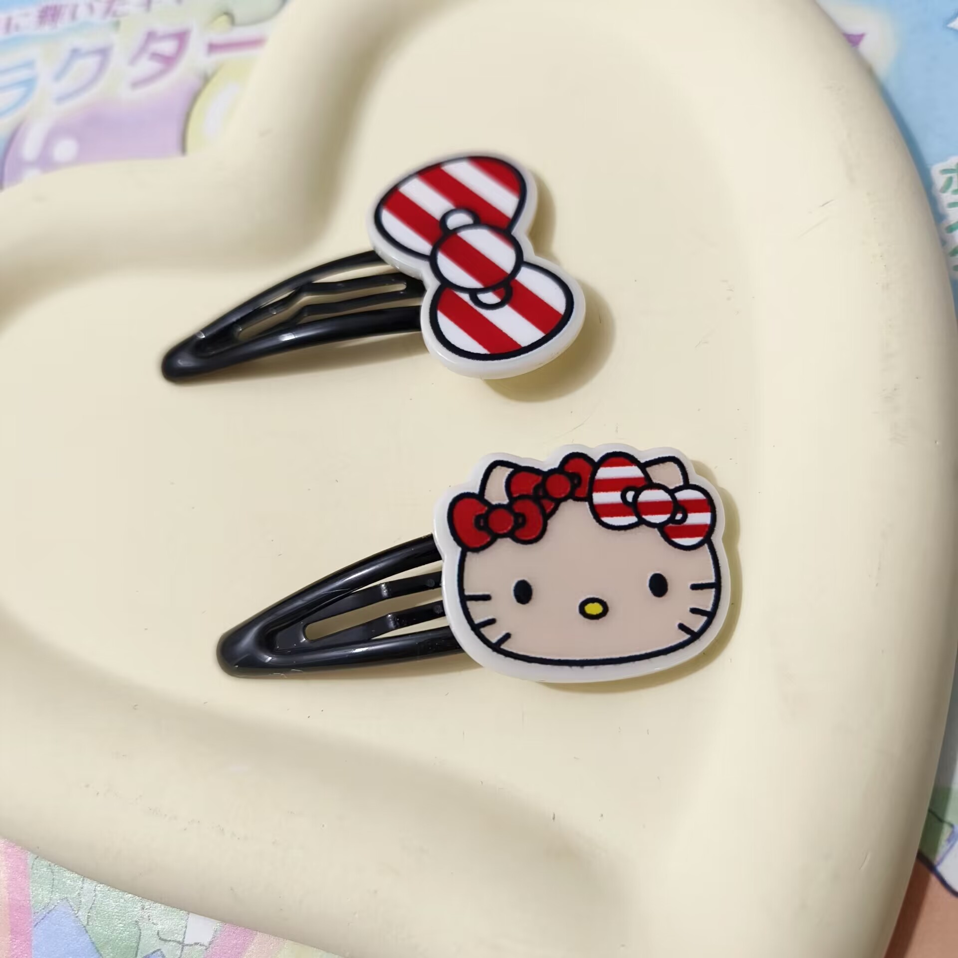 ins可爱卡通黑皮kitty猫蝴蝶结发夹少女心侧边夹甜美bb夹发饰品