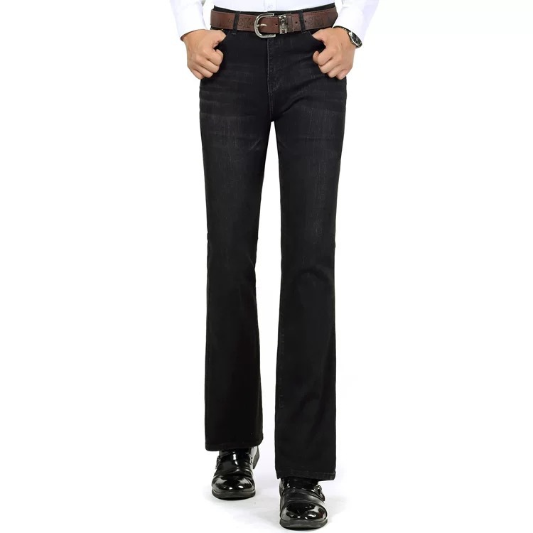 新2022春秋牛仔裤中腰弹力喇叭裤男士微喇裤修身男休闲牛仔裤