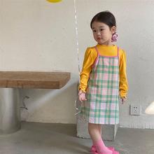 韩国童装春秋女童套装女宝宝吊带裙打底衫两件套儿童韩版衣服