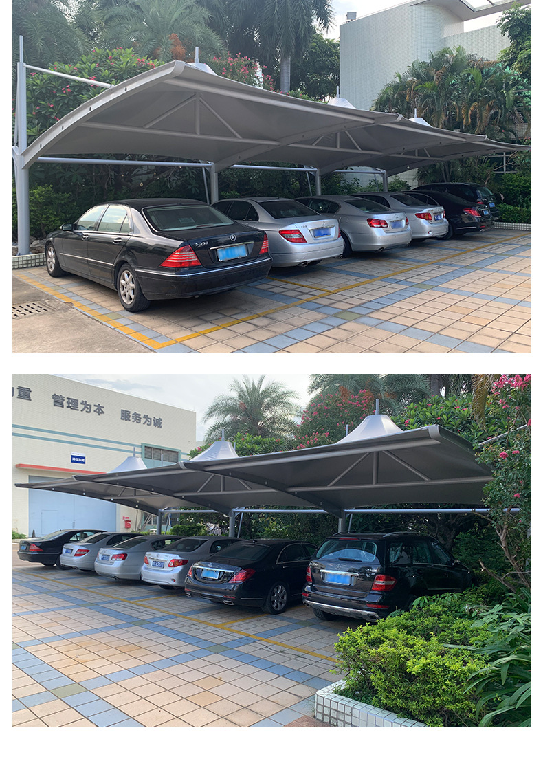 停车棚汽车遮阳棚帽顶式膜结构停车棚 批发汽车pvc遮阳车棚工厂