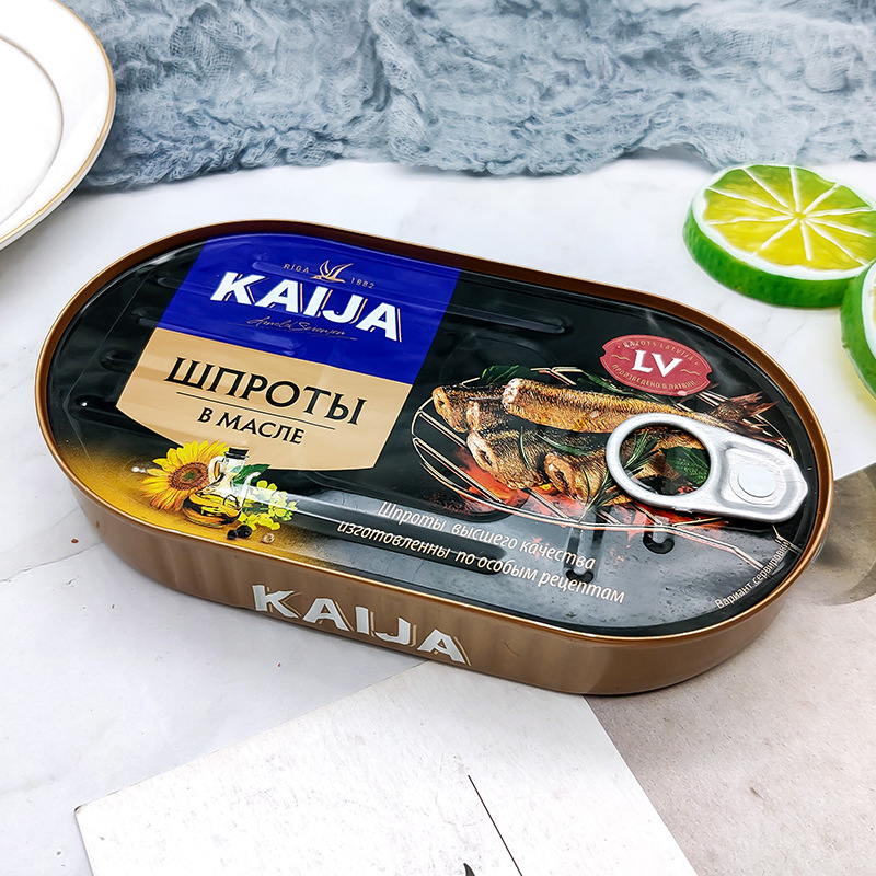 拉脱维亚进口熏制西鲱鱼罐头190g罐头 鱼肉 寿司料理饭店休闲零食