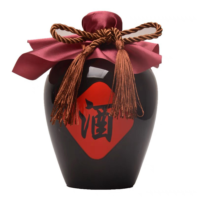 3igp烤花1斤2斤3斤5斤10斤装黑色釉陶瓷酒瓶白黄酒壶空酒瓶酒坛子