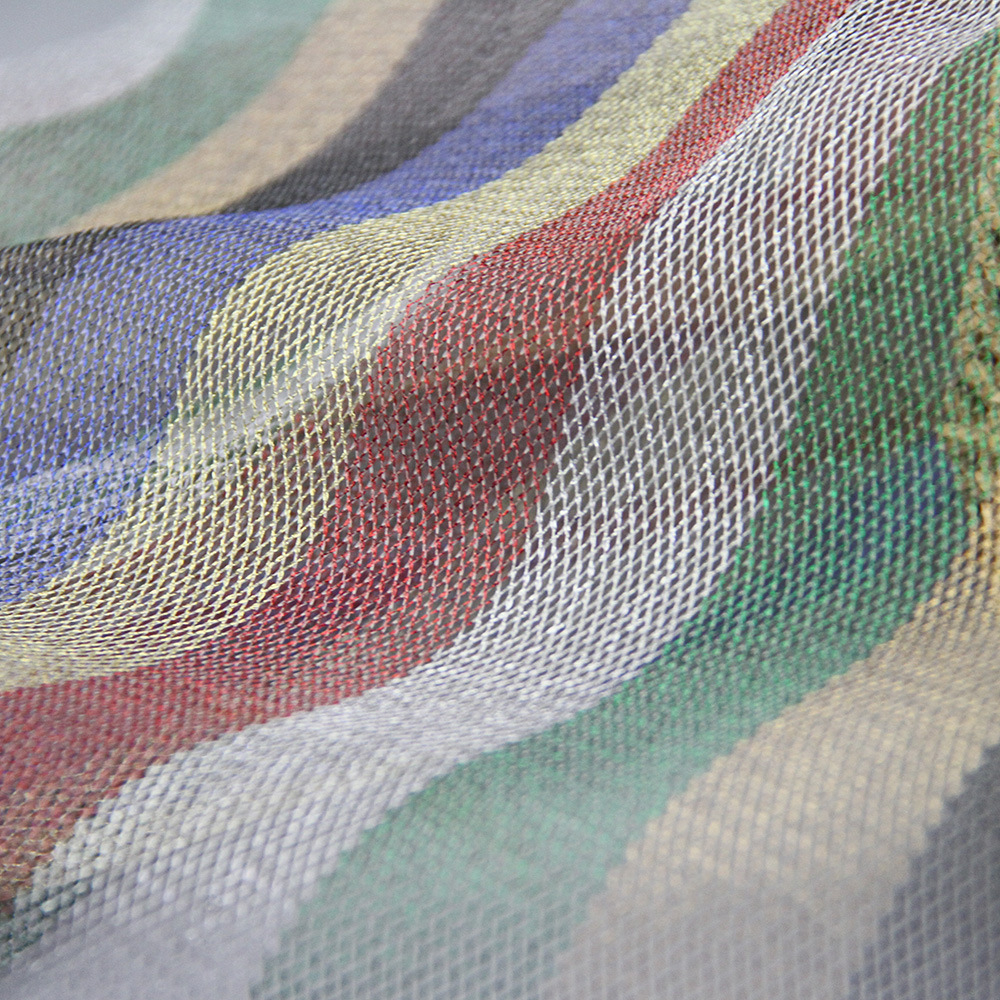 彩条立体金丝七彩网布面料 新款现货菱形网纱布料 彩虹色条纹