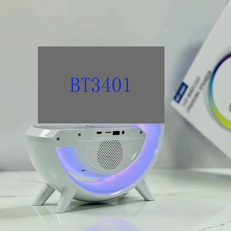 Large G Audio Bluetooth Speaker Noise Clock Display Wireless Charging Desktop Colorful Ambience Light 3401bt2301