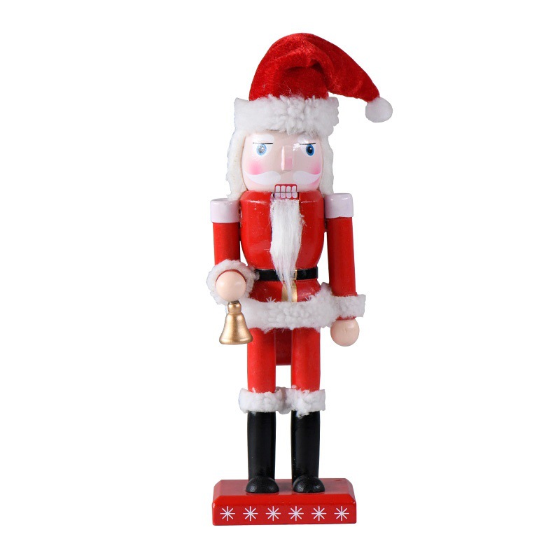 Festival New 25cm Red Santa Claus Hand Bell Nutcracker Christmas Decoration European Style Home Decoration