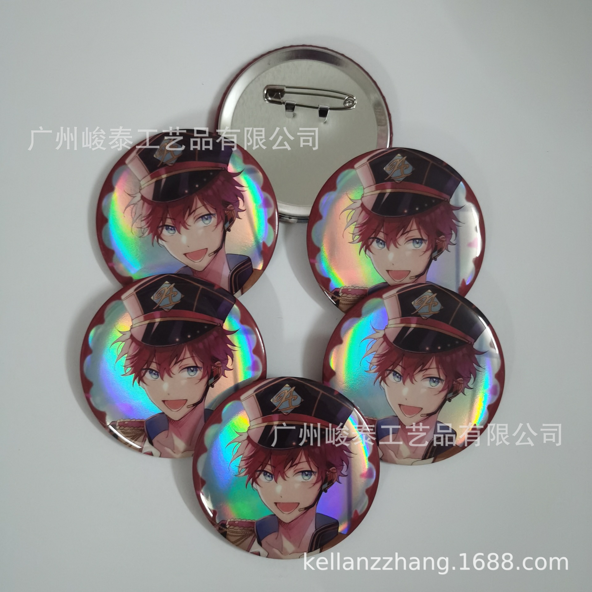 pet胶片uv印刷双闪马口铁别针胸章徽章 广告礼品胸章按制作