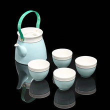 中国风青釉色茶具套装一壶四杯