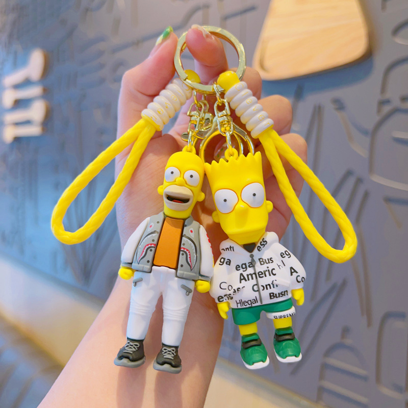 simpson cartoon silicone key chain doll cute pendant doll bag pendant keychain small jewelry wholesale