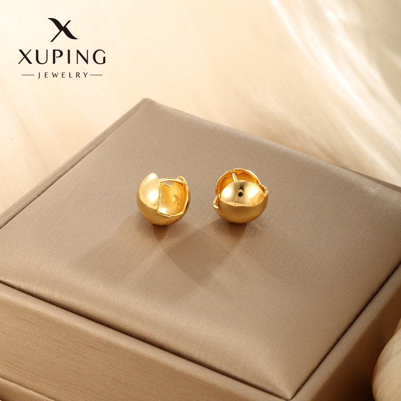 旭平首饰韩系金属圆球耳扣小众设计感耳钉耳环新款气质铜钱耳饰女