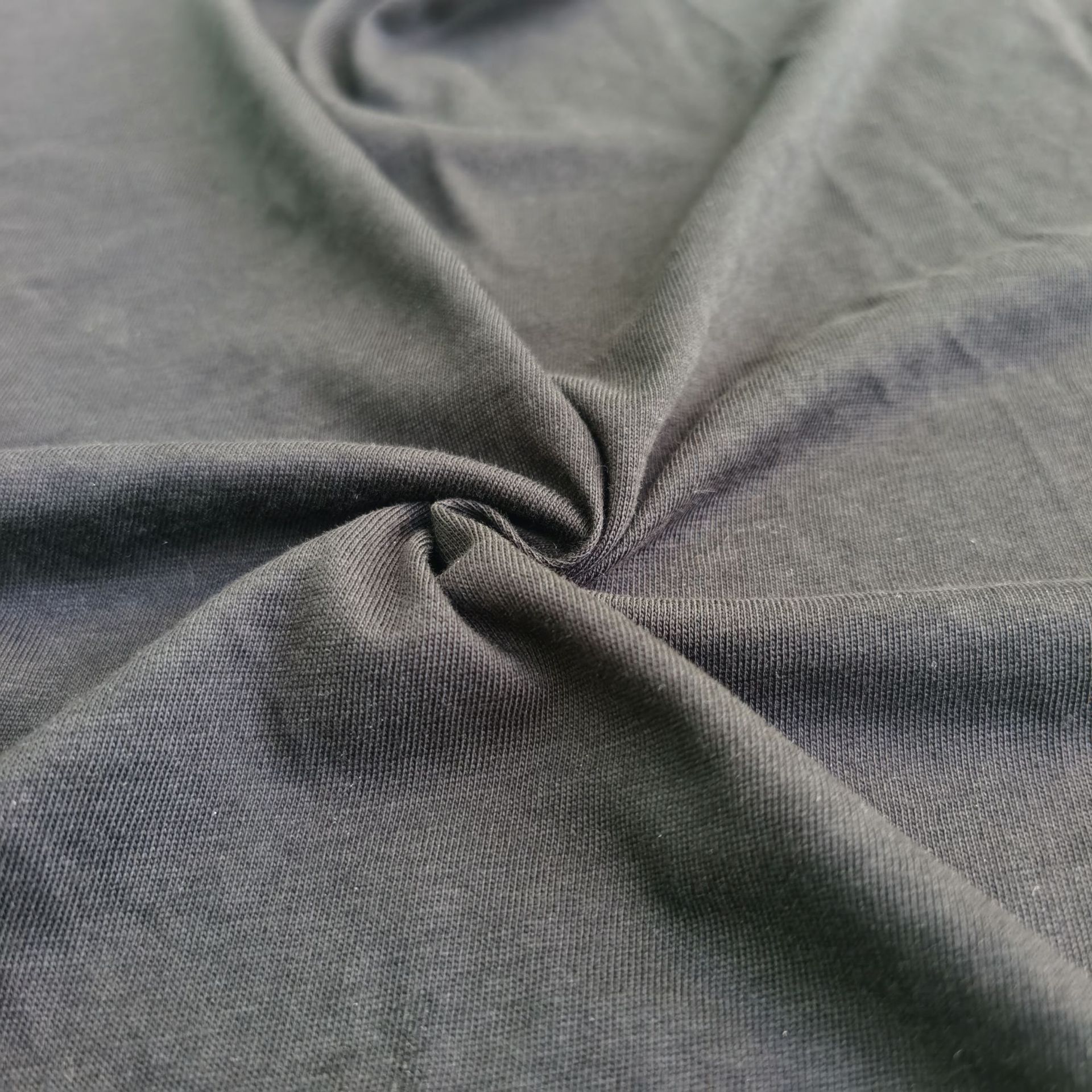 现货仿丝光棉冰感蚀毛黑色染色全棉假丝光棉汗布