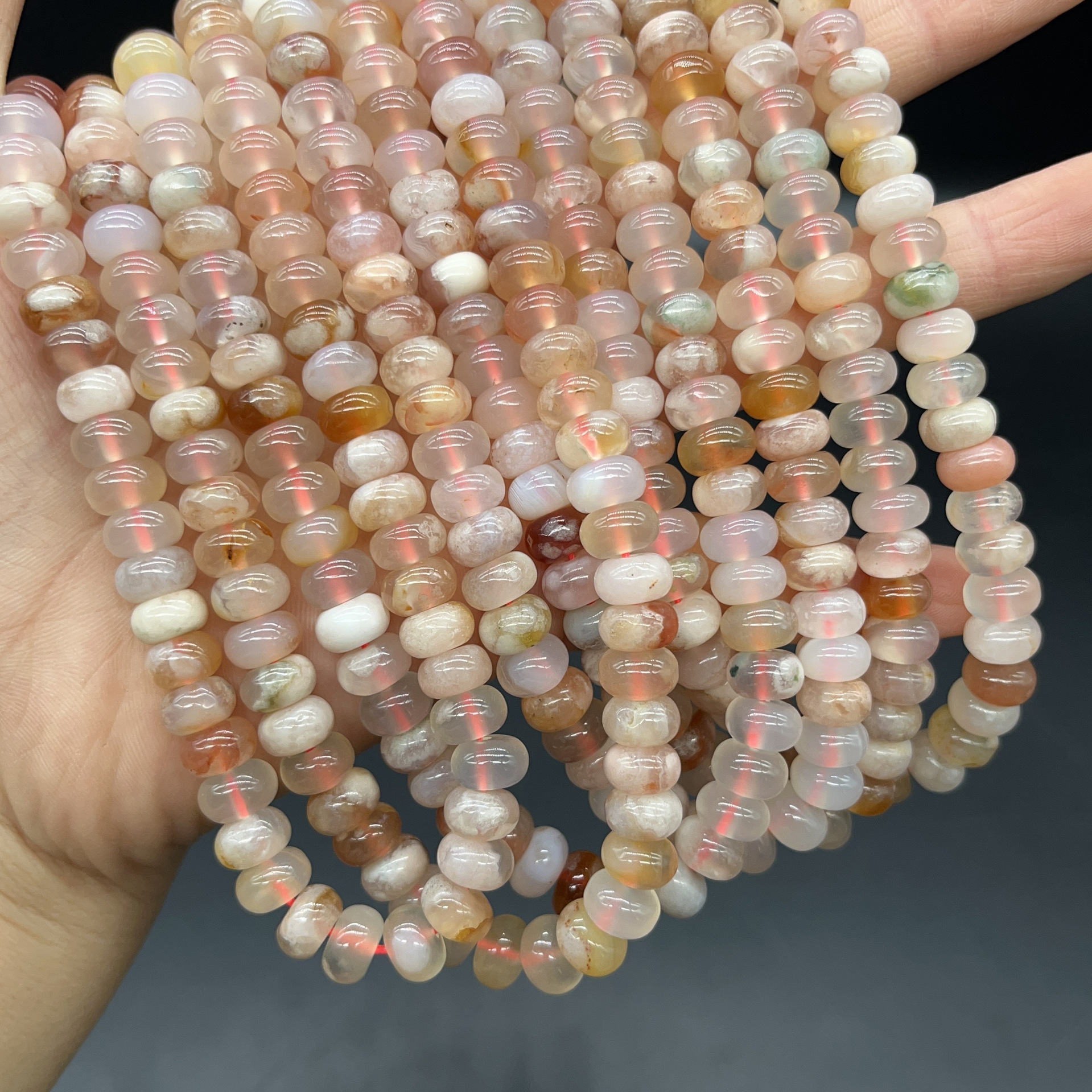 樱花玛瑙算盘珠隔珠diy手工编织手链半成品配件隔片平安扣材料批