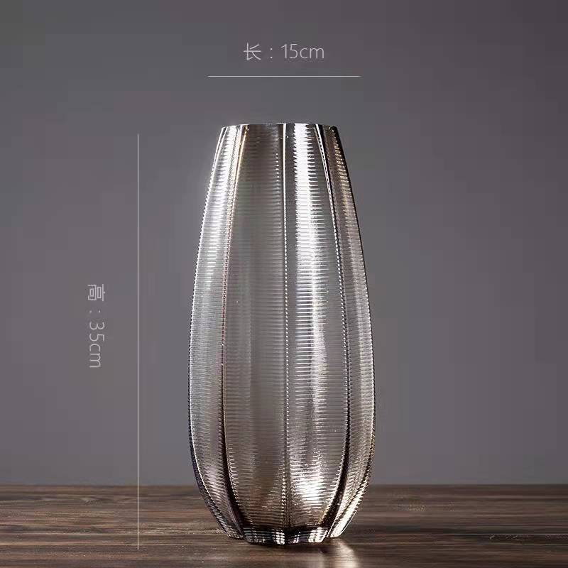 Living Room Flower Arrangement Decoration Hydroponic Rich Bamboo Lily Vase European Grid Glass Translucent Flower Device