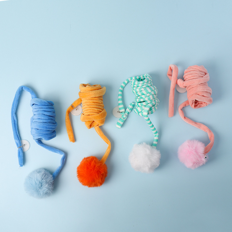 Factory Wholesale Cat Toy Self-Hi Sucker Spring Rabbit Hair Ball Interactive Cat Toy Toy Ball Hanging Pet Supplies