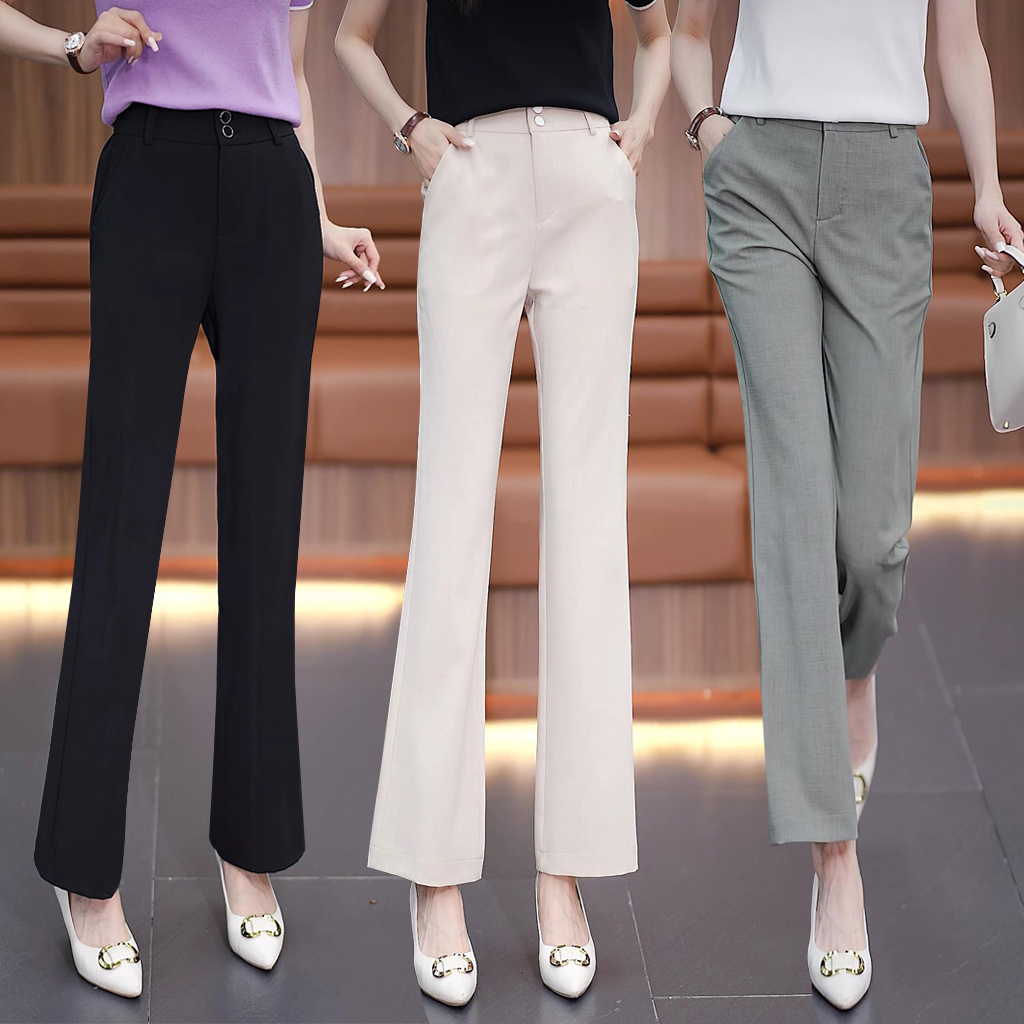 冰丝微喇裤女夏季薄款2024新款裤子垂感西裤高腰显瘦小个子喇叭裤