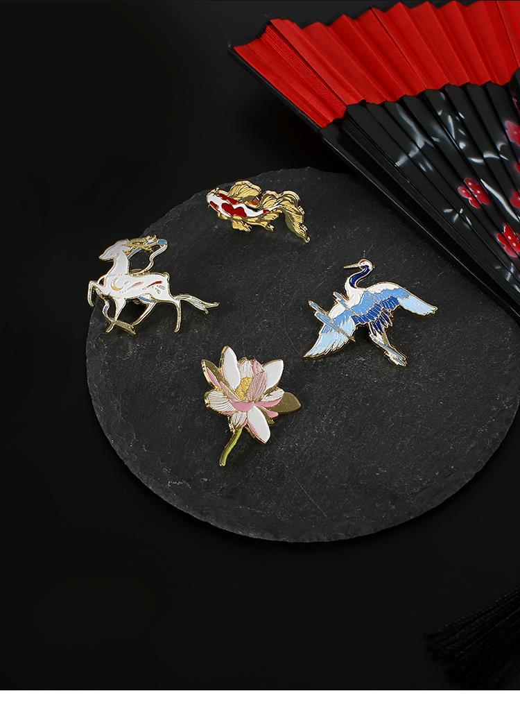 锦鲤中国风网红金属胸章胸针古风汉服衣服配饰别针情侣男女徽章夏