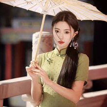 旗袍新款2024年轻款气质高端纯色改良新中式连衣裙中国风夏季高考