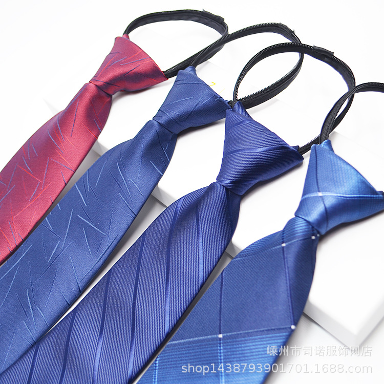 pull peels men‘s business formal tie zipper uniform team necktie lazy tie factory direct sales