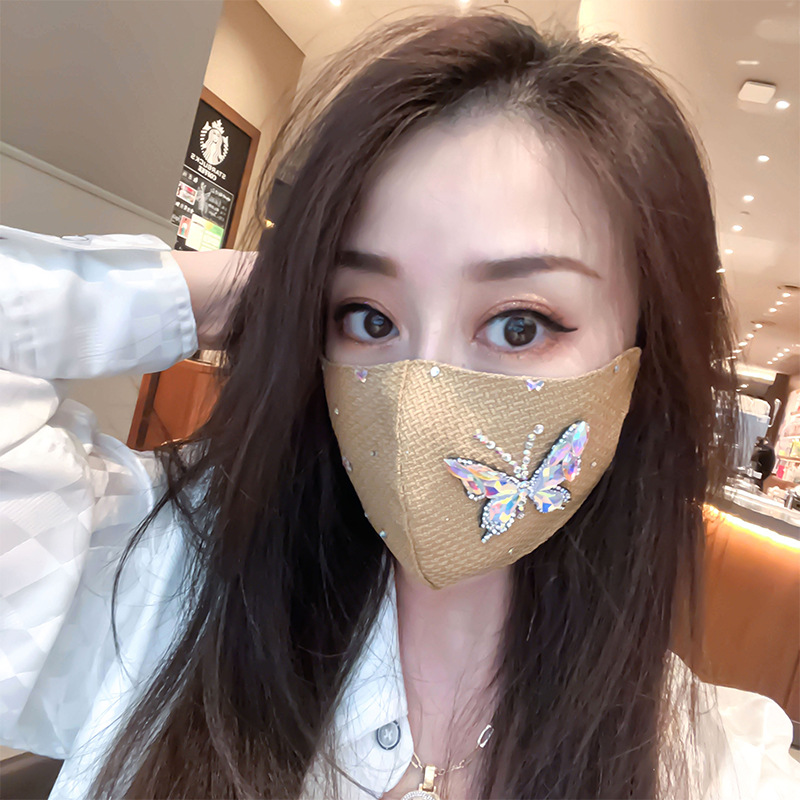 高颜值大水晶蝴蝶带钻口罩网红表演生活装饰护眼角秋冬保暖面罩女