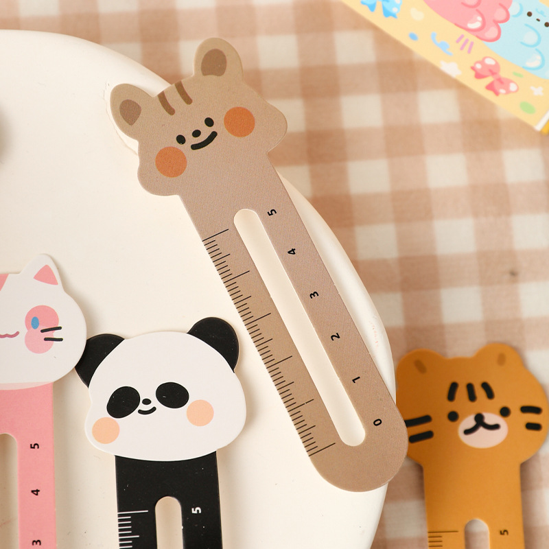Yi Niao Cute Animal Ruler Bookmark Label Gift Japanese and Korean Artistic Fine Student Stationery with Book Holder Function
