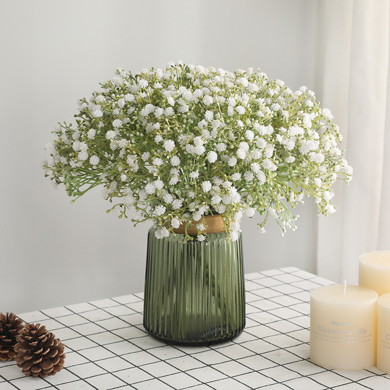 韩式新娘仿真手扎7头夜来香满天星花束 客厅家居摆件仿真塑料假花