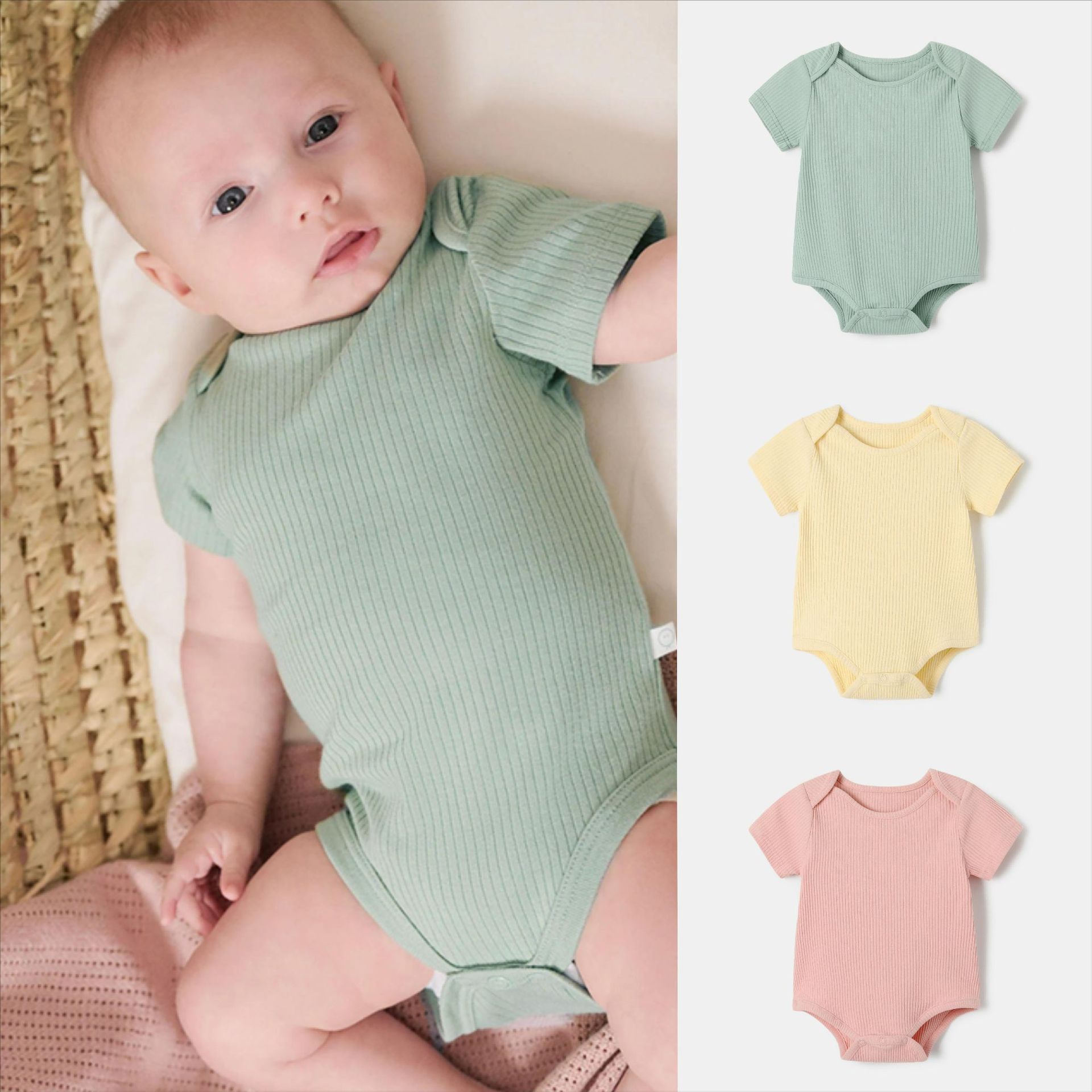 Nordic Style Sheath Clothes 2024 New Macaron Baby Thin Pajamas Newborn Baby Summer Romper Baby Clothes