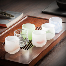 中式琉璃主人杯单杯玉瓷水墨风品茗茶杯子纯色玻璃茶盏90ml白玉瓷