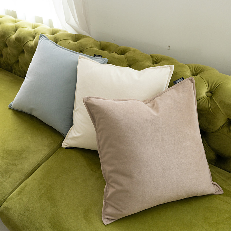 跨境热卖天鹅绒沙发抱枕纯色方枕办公室客厅腰枕酒店含芯家居靠垫