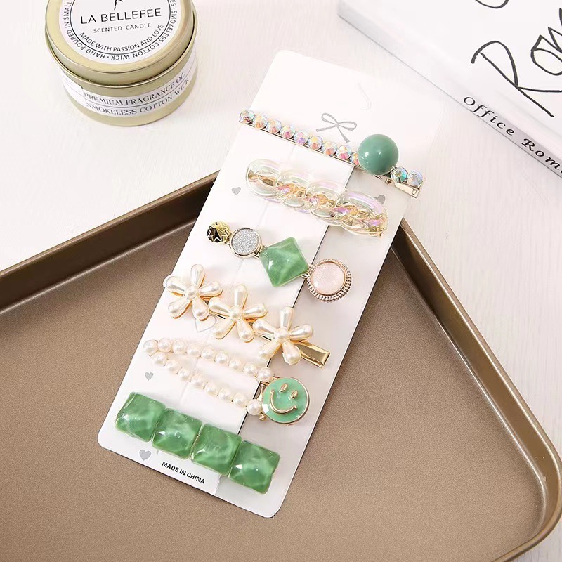 Pearl Hairpin Sets BB Clip High-Grade Metal Duckbill Clip Temperament Cropped Hair Clip Side Bangs Rhinestone Bobby Pin