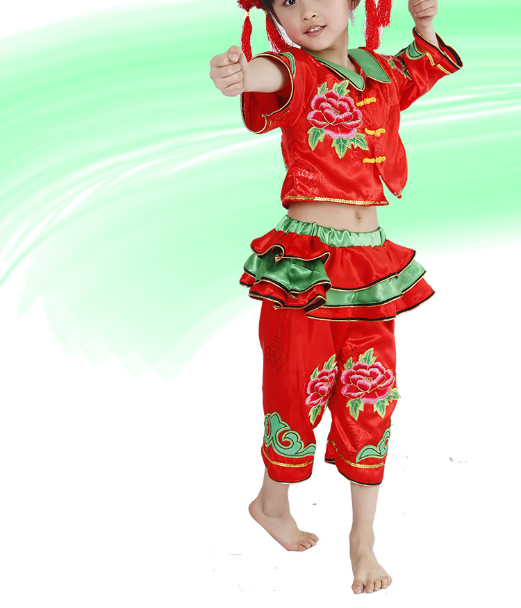 小荷风采儿童秧歌服小辫子甩三甩民族舞蹈服中国娃娃舞台演出服装