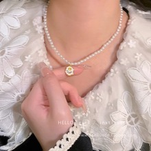 法式复古珍珠项链2023年新款女设计感小众锁骨链女气质名媛风