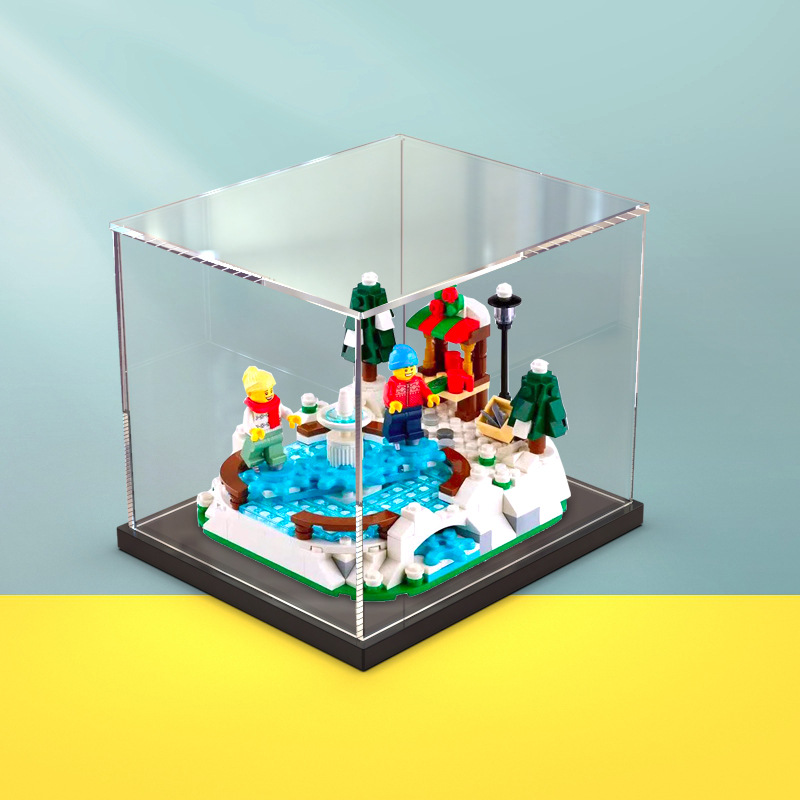 亚克力展示盒适用乐高40416冬季溜冰场圣诞积木模型透明防尘罩