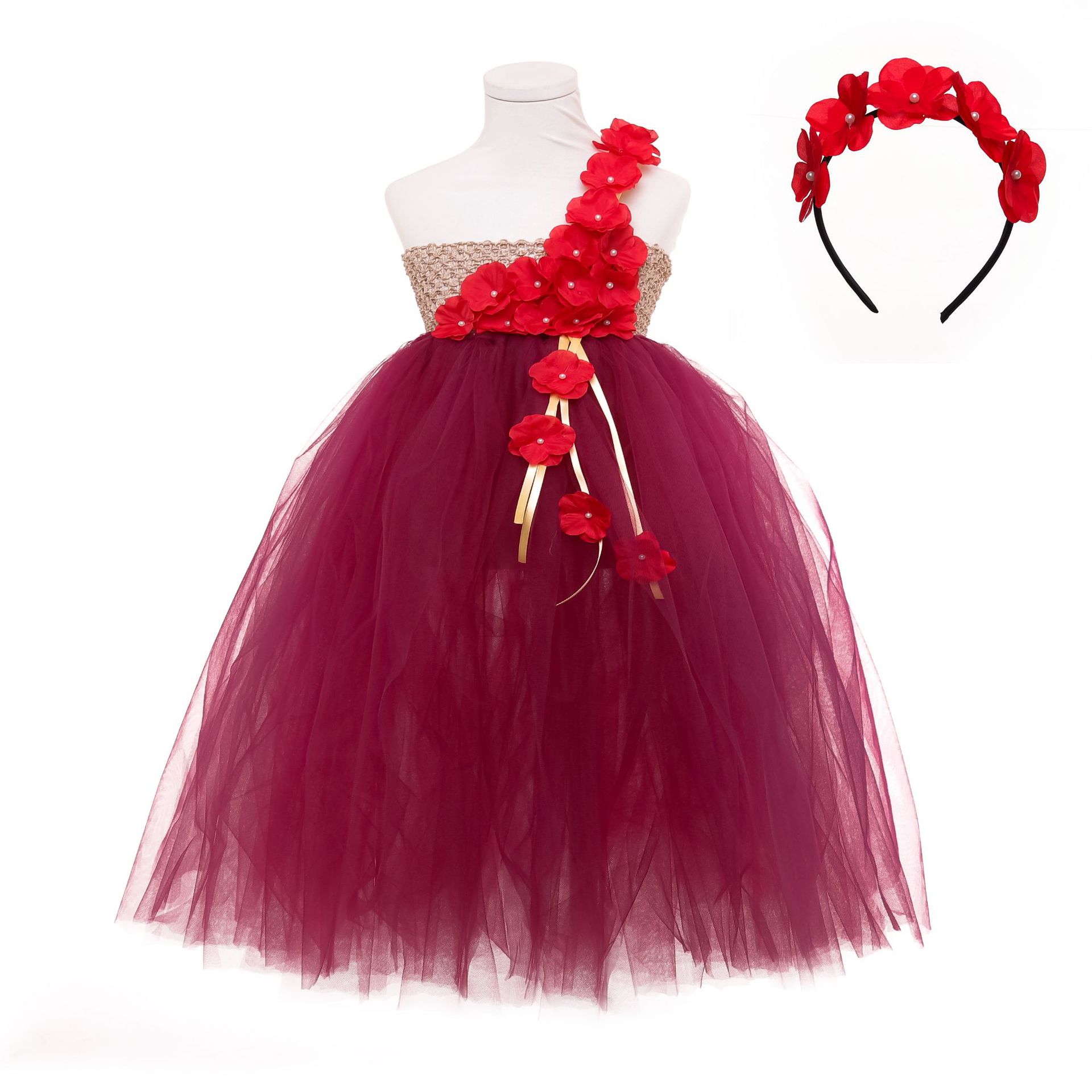 欧美婚庆花仙子儿童礼服公主裙花童tutu裙女童宝宝周岁礼服连衣裙