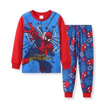 速卖通超人蜘蛛侠超人套装 小孩子衣服棉印花儿童家居服长袖+长裤