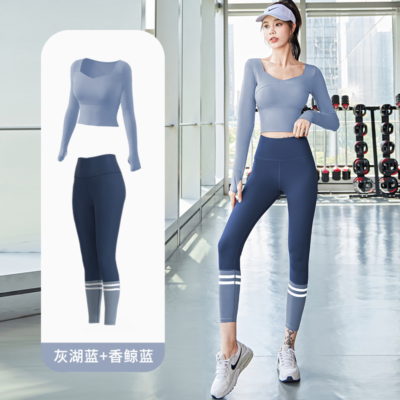 Quick-Drying Patchwork Waist-Slimming Daily Wear Fitness Pilates Slim Fit Yoga Exercise Suit