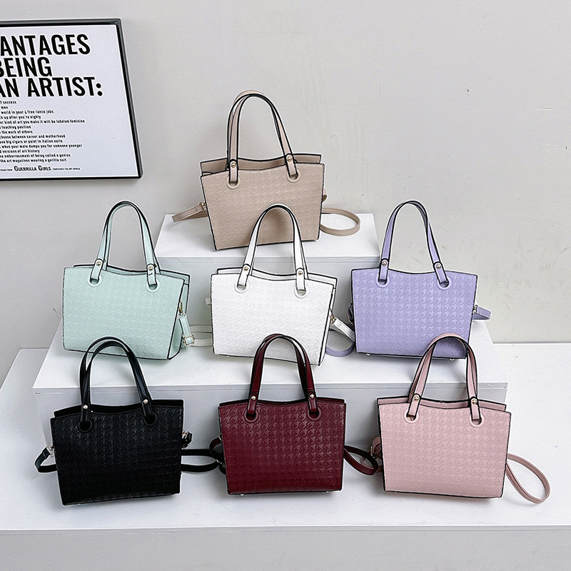 跨境包包女2024新款时尚压花纹单肩包潮流大容量手提斜挎托特女包