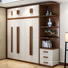 实木衣柜现代简约3 4 5 6门整体木衣橱卧室经济型橡木组合大衣柜