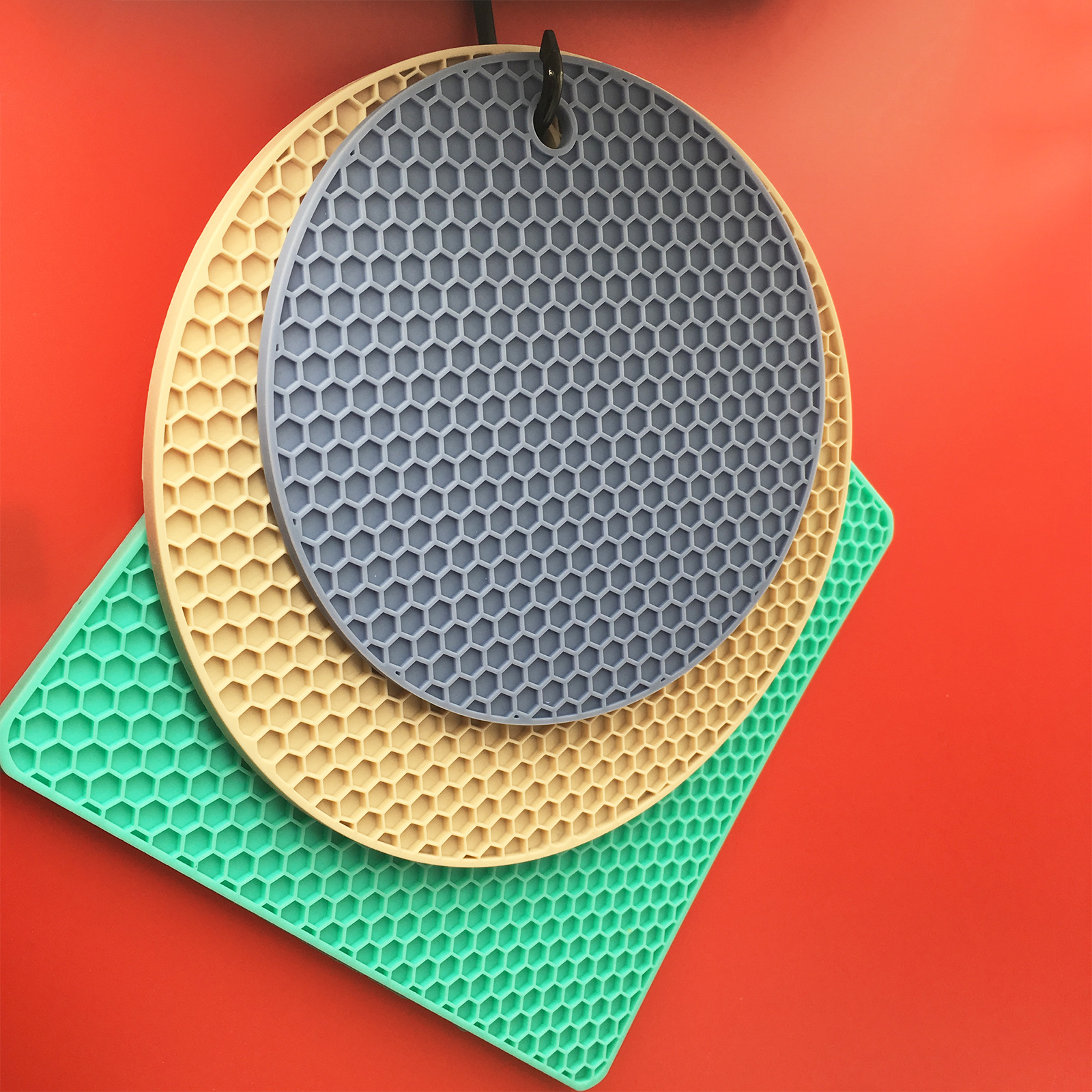 圆形蜂窝硅胶隔热垫餐桌垫杯垫厨房锅垫桌垫可定制易清洗