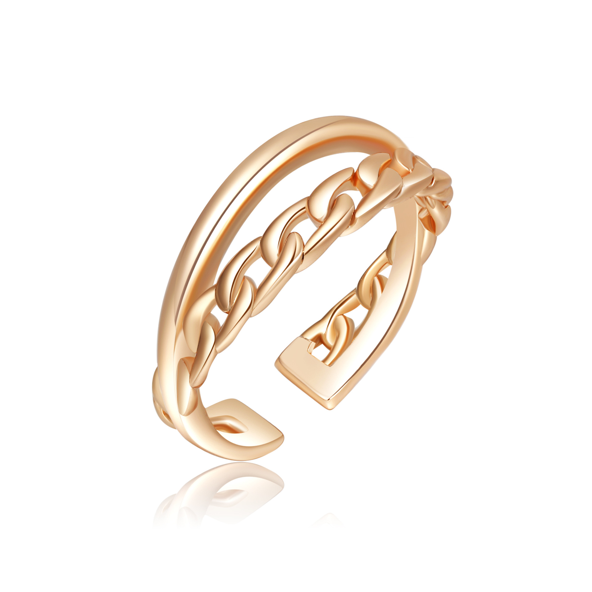 新款亚马逊热卖几何元素回形针开口戒指 铜镀香槟金保色戒指女