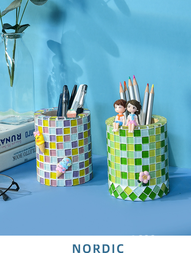 马赛克笔筒diy材料包手工制作创意儿童圣诞节礼物笔盒幼儿园玩具