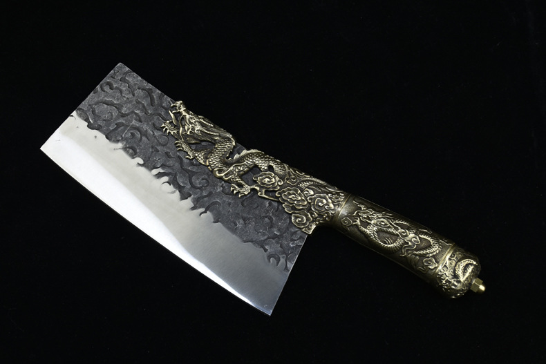 手工铜柄菜刀龙泉市家用斩骨刀斩切刀锋利切片刀厨师刀商用刀具