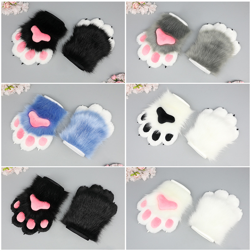 一件代发手作角色扮演服饰配饰fursuit兽装配件毛绒指甲兽爪手套