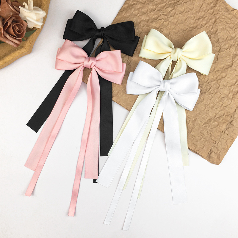 sweet girl bow ribbon hairpin japanese and korean simple all-match high sense back head hairpin internet celebrity hair accessories