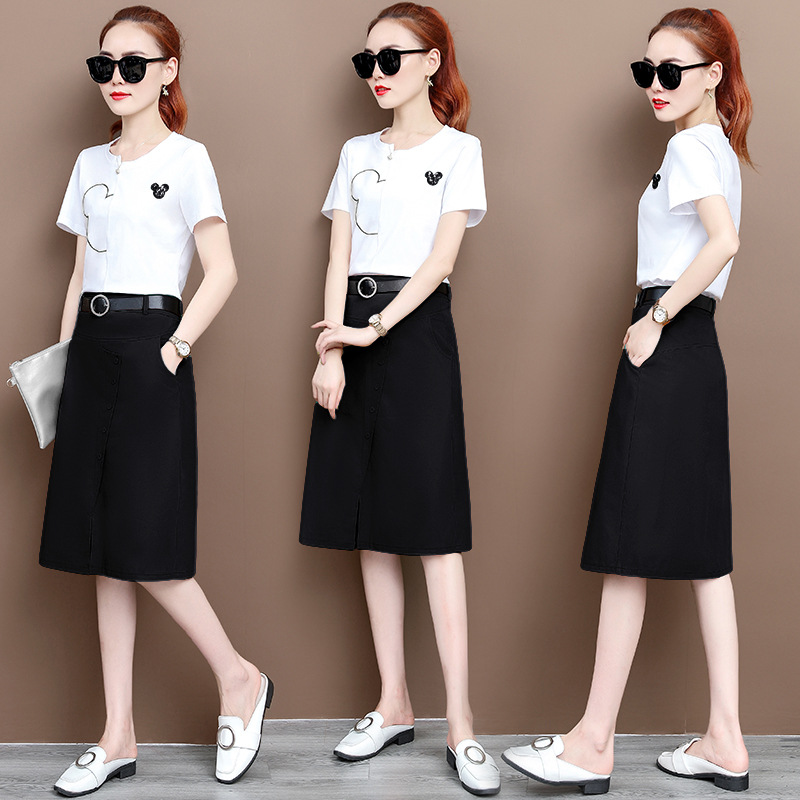 2021年夏季新款半身裙套装女夏装洋气小个子减龄两件套裙子女装潮