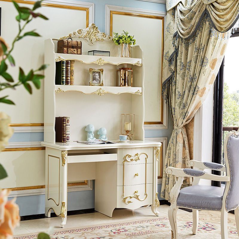 转角书桌欧式实木书房组合写字台1.4/1米2法式奢华电脑办公桌家用