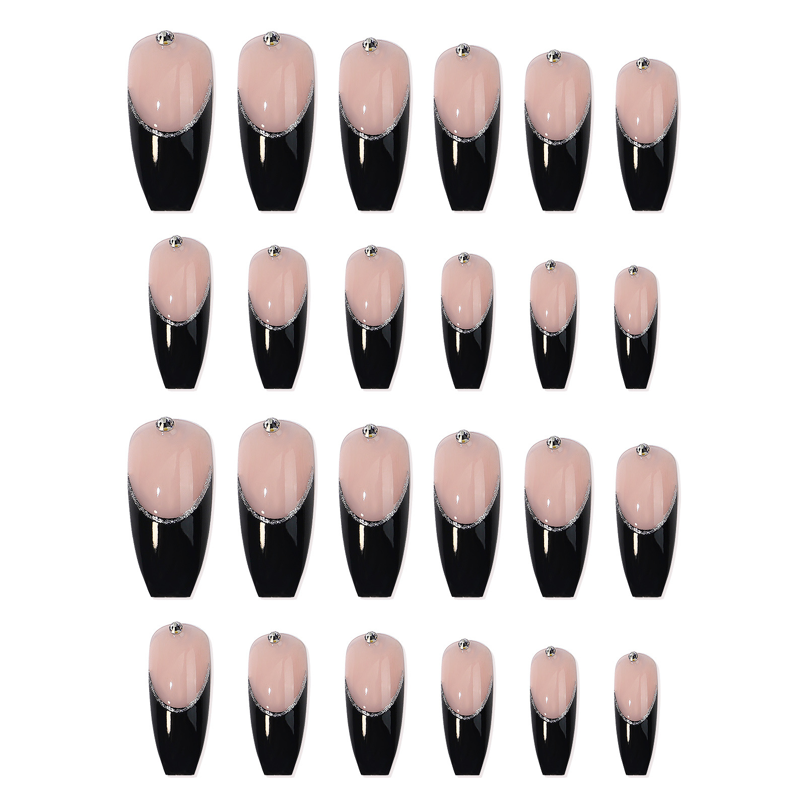 Black French Long Ballet Wear Nail Beauty Piece Removable Nail Shaped Piece Nail Tip Wholesale Nail Beauty Piece Nail Stickers